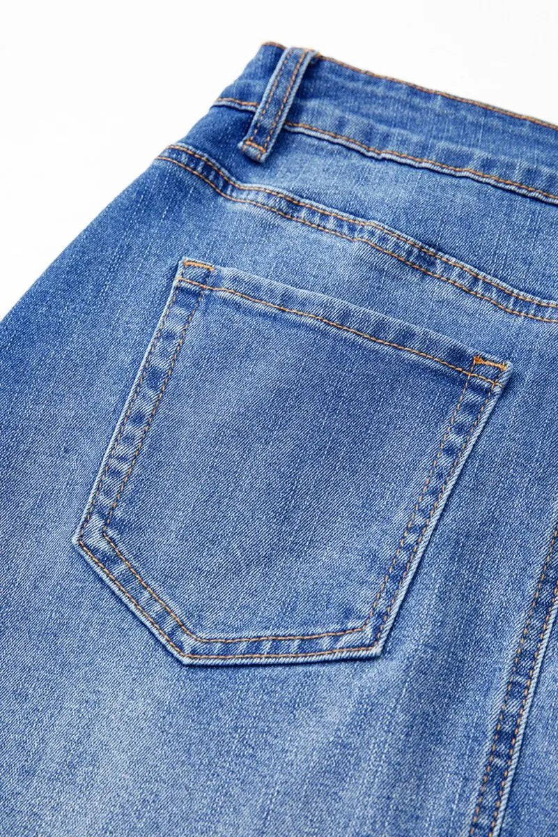 Ashleigh Blue Wrapped Crossed Waist Denim Mini Skirt Casual - Love Salve